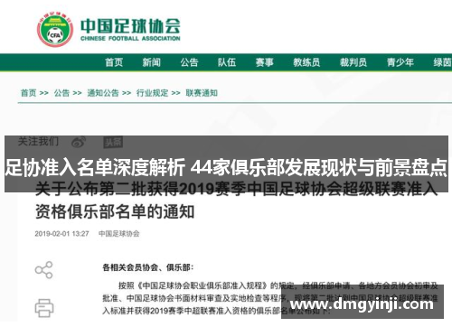 足协准入名单深度解析 44家俱乐部发展现状与前景盘点
